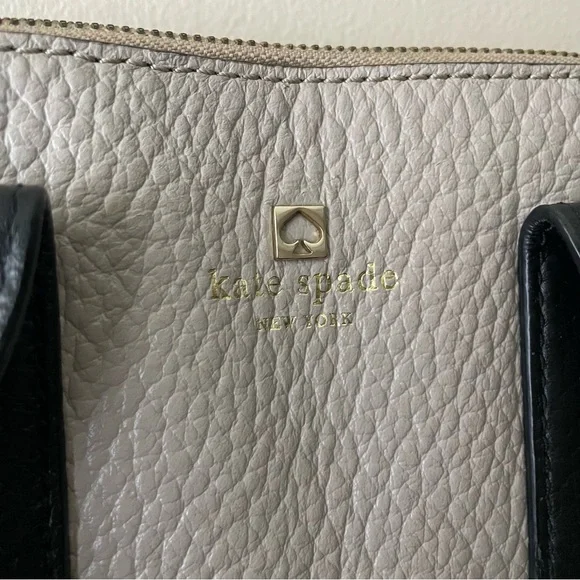KATE SPADE Two-Tone Black and Grey Leather Medium Handbag with Removable Strap - Picture 8 of 15